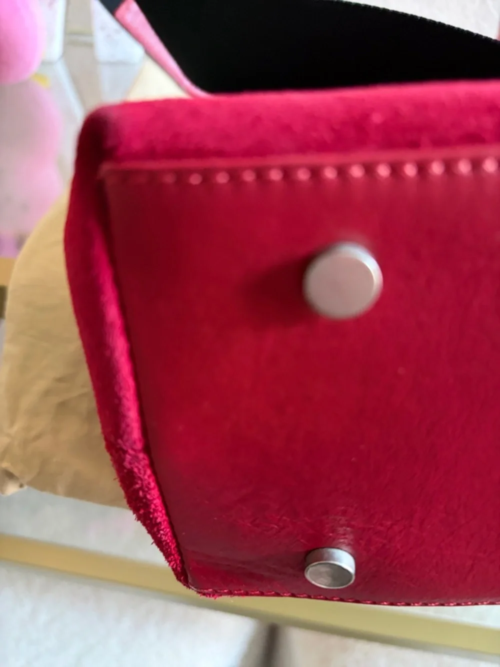 Vintage Burberry Red Suede Shopper Tote with Leather Trim - Picture 13 of 13